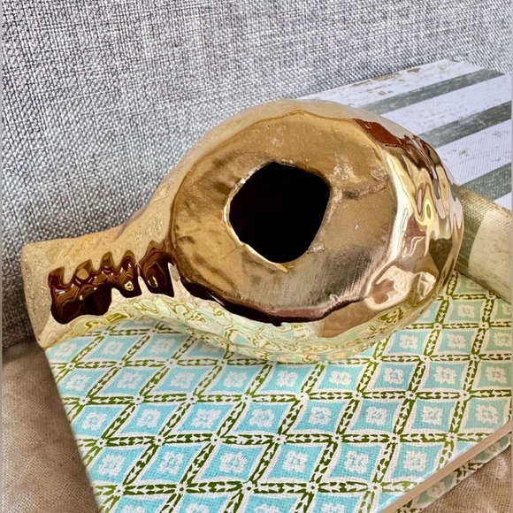 New Large Hammered Texture Shiny Gold Tone Ceramic Bird Decor Figurine - 5.5” - Picture 7 of 7